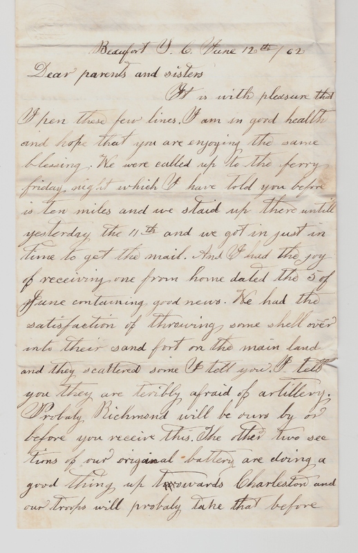 Elias Norton Letter, June 12, 1862