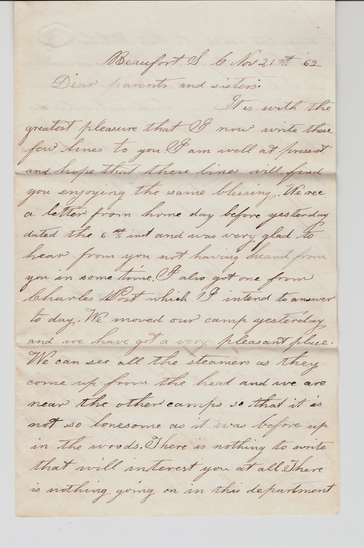 Elias Norton Letter, Nov. 21, 1862