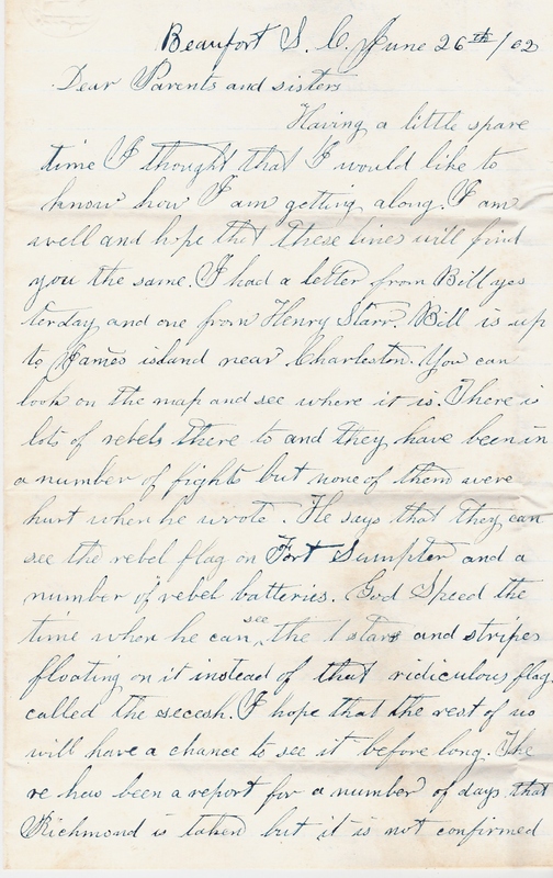 Elias Norton Letter, June 26, 1862