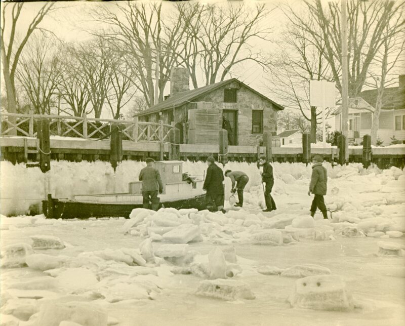 Guilford Sluice in Winter, circa 1930-1945