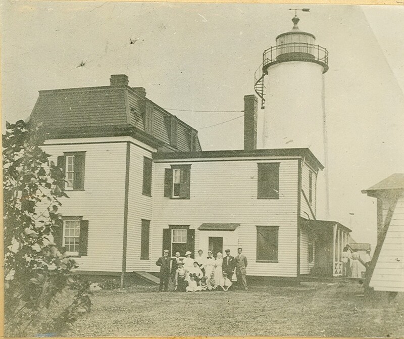 Lighthouse keeper Captain Oliver Brooks with his family on Faulkner's Island