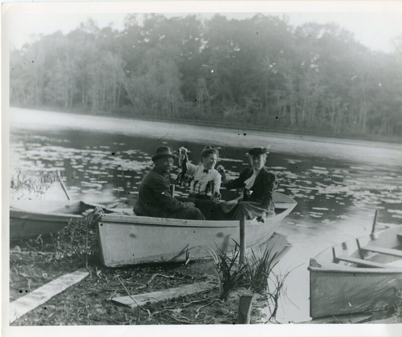Miss Gertrude Dudley and her boating companions on Lake Quonnipaug