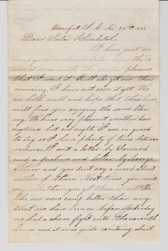 Elias Norton Letter, Nov. 25, 1862