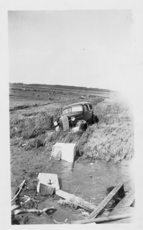 Mrs. Douden's Buick after the Hurricane of 1938