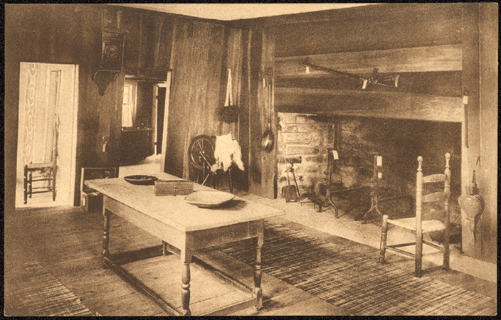 Ancient "Hall" or Kitchen of the Hyland House, Postcard