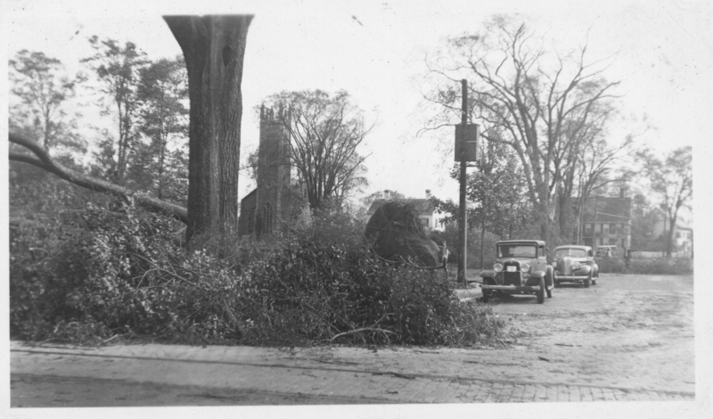 Southwest corner of Guilford Green after the Hurricane of 1938