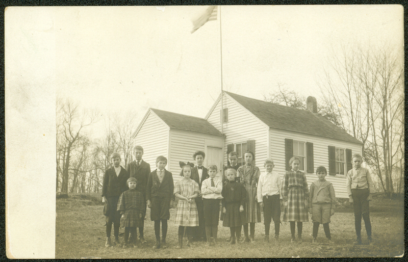 1910 Class Photo Postcard, School on Long Hill Road