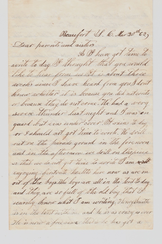Elias Norton Letter, March 20, 1862