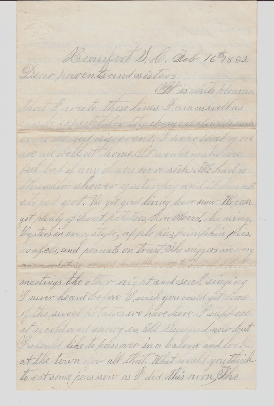 Elias Norton Letter, Feb. 16, 1862