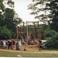 Dudley Farm, Munger barn raising, Durham Road, taken August 2002.jpg
